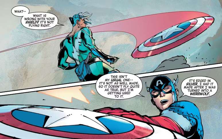 How to throw a shield at someone and naturally talk about the moment they became a werewolf (Image: Marvel Comics) How to throw a shield at someone and naturally talk about the moment they became a werewolf (Image: Marvel Comics)