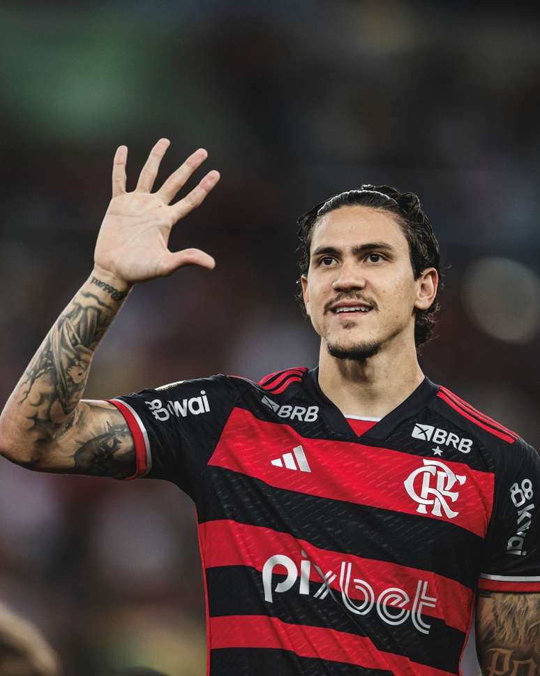 Pedro, atleta do Flamengo em partida contra o Grêmio Reprodução / Rede Social