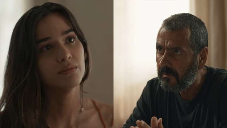 Mariana (Theresa Fonseca) e José Inocêncio (Marcos Palmeira) em Renascer (Divulgação / TV Globo)