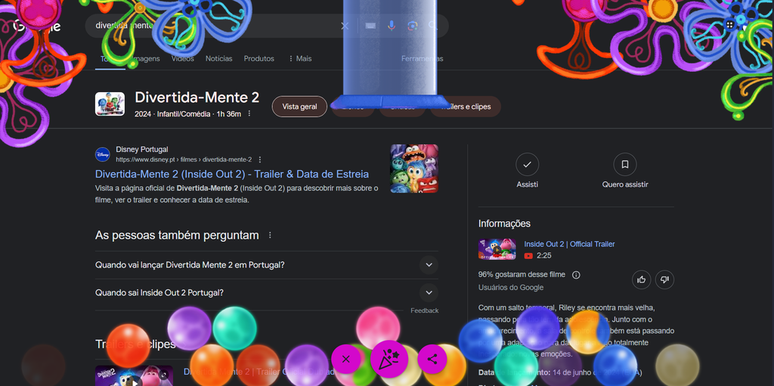 Google also got into the spirit of Inside Out 2 with its own action (Image: Screenshot/Google)