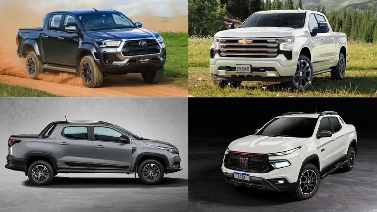 Toyota Hilux, Chevrolet Silverado, Fiat Strada e Fiat Toro dominam seus segmentos 