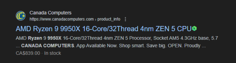 The Ryzen 9 9950X CPU is listed for the equivalent of $600, 15% less than the launch Ryzen 9 7950X. (Image: Google/Playback) The Ryzen 9 9950X CPU is listed for the equivalent of $600, 15% less than the launch Ryzen 9 7950X. (Image: Google/Playback)