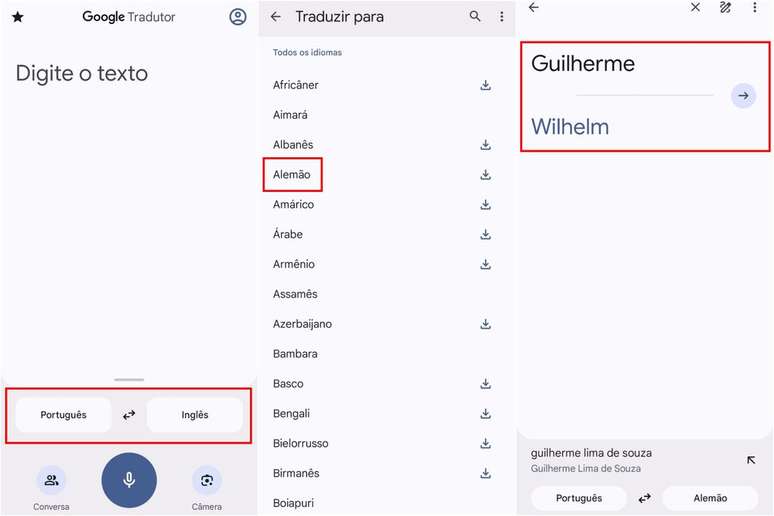 Escolha outras opções para ver o seu nome em diferentes idiomas (Imagem: Captura de tela/Guilherme Haas/Canaltech)