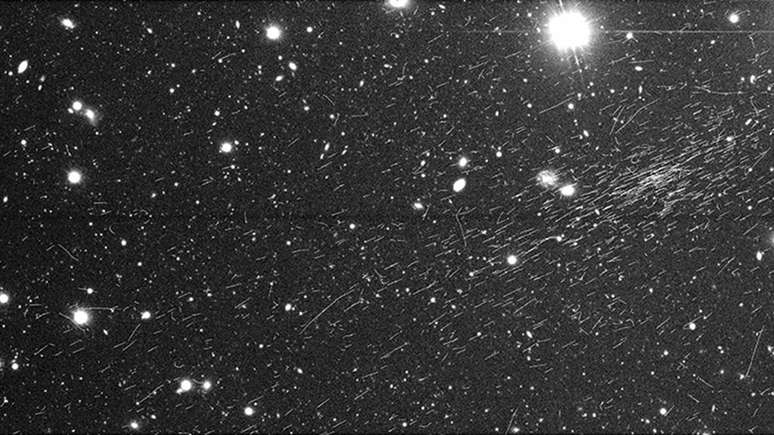 Imagem de detecção de raios cósmicos na atmosfera capturada com o Telescópio Subaru (Imagem: Reprodução/National Astronomical Observatory of Japan/HSC Collaboration)