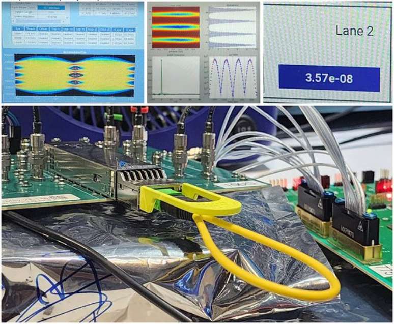 Cadence apresenta primeiro projeto funcional de interconector PCIe 7 em fibra óptica. (Imagem: Cadence/ Divulgação)