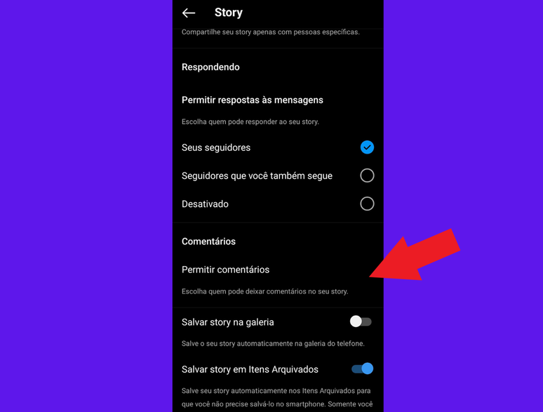Algumas pessoas já podem desabilitar a opção de comentários nos Stories (Imagem: Captura de tela/Douglas Ciriaco/Canaltech)