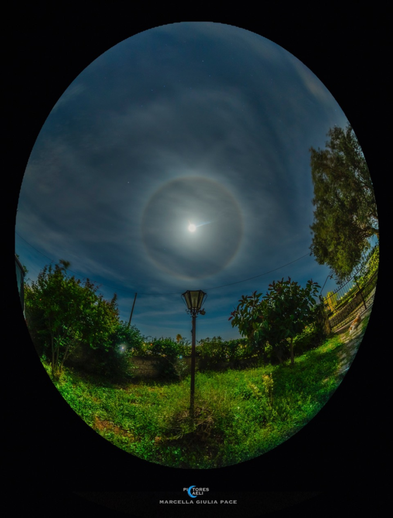 Halo fotografado ao redor da Lua cheia (Imagem: Reprodução/Marcella Giulia Pace)