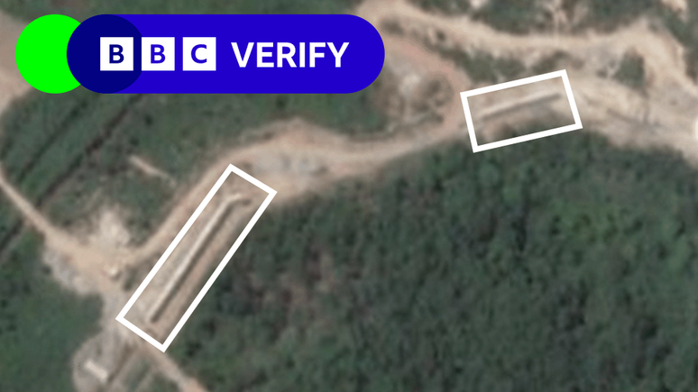 Imagens de satélite mostrando trechos do 'muro' da fronteira