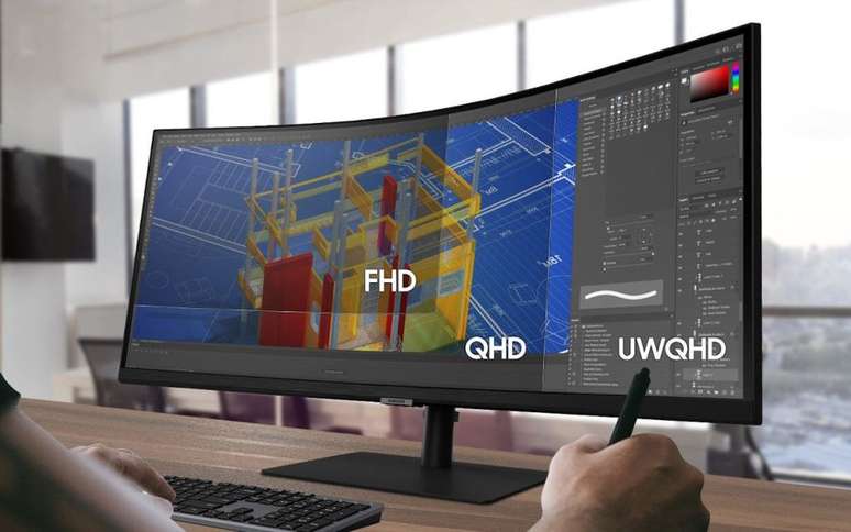 O ViewFinity S6 tem tela ultrawide e 34 polegadas (Imagem: Divulgação/Samsung)