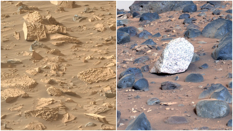 À direita, várias "pipocas", que podemos tomar a liberdade de chamar de "caramelizadas"; à esquerda, Ponto Atoko (Imagem: Reprodução/NASA/JPL-Caltech/ASU/MSSS)