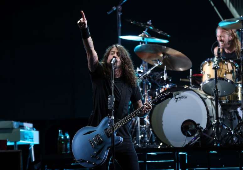 Dave Grohl durante apresentação de Foo Fighters no Lollapalooza Brasil.