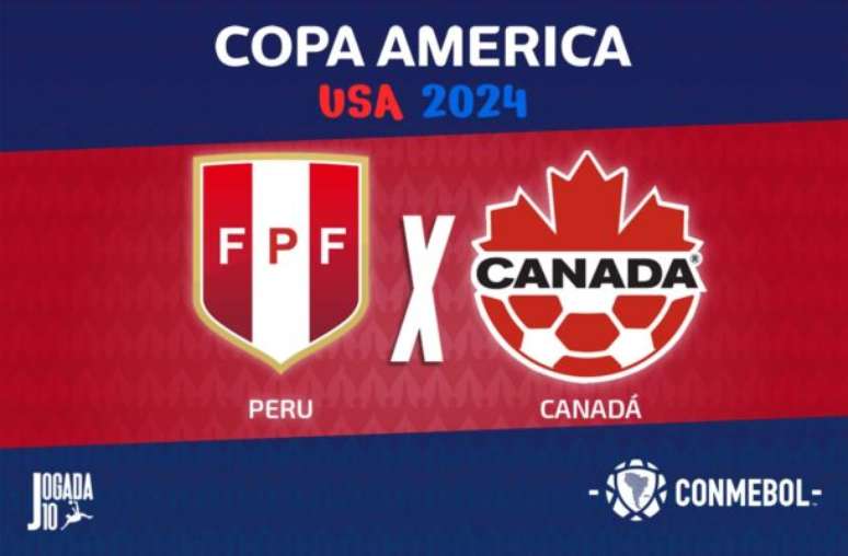 Peru e Canadá se enfrentam pela segunda rodada do Grupo A da Copa América: Foto: Arte Jogada10