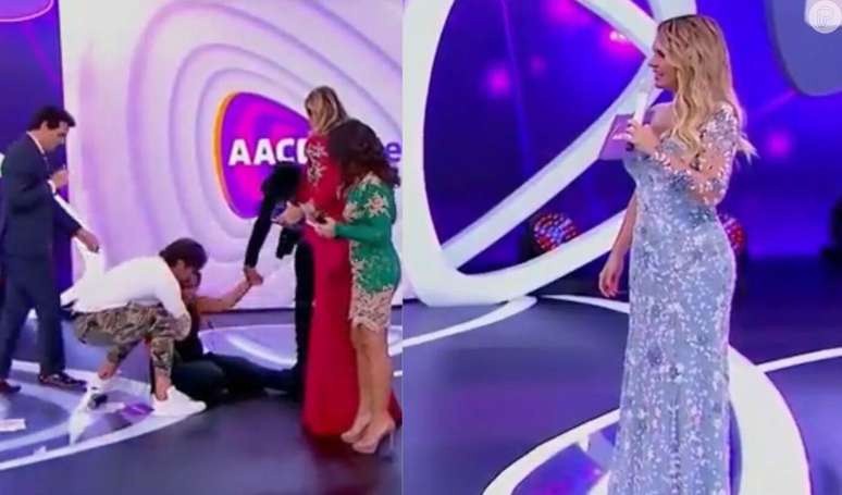 Patrícia Abravanel caiu grávida no palco do Teleton e Eliana não se mexeu para ajudar apresentadora.