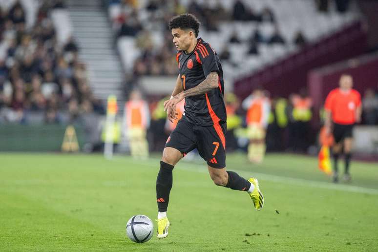 Luis Diaz (Colômbia) durante jogo contra a Espanha, no dia 23.03.2024