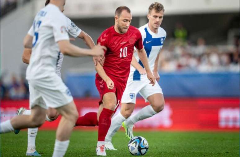 Christian Eriksen comemora gol marcado pela Dinamarca na Euro 2024 –