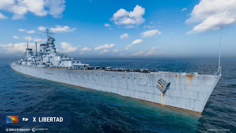 O encouraçado Libertad, de nível X, representa o Chile no MMO de combate naval
