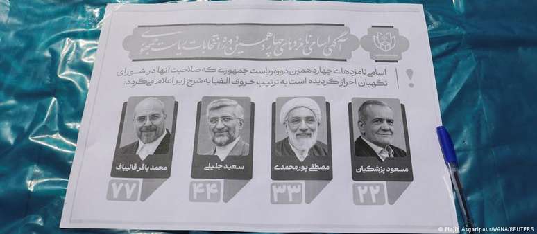 Quatro candidatos disputaram o primeiro turno da votação para escolha do sucessor de Ebrahim Raisi