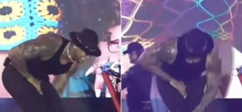 Léo Santana é atingido por celular nas partes íntimas durante show; vídeo