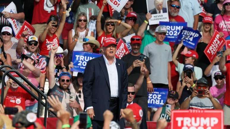 Donald Trump participando de um evento de campanha na Virgínia, em 28 de junho