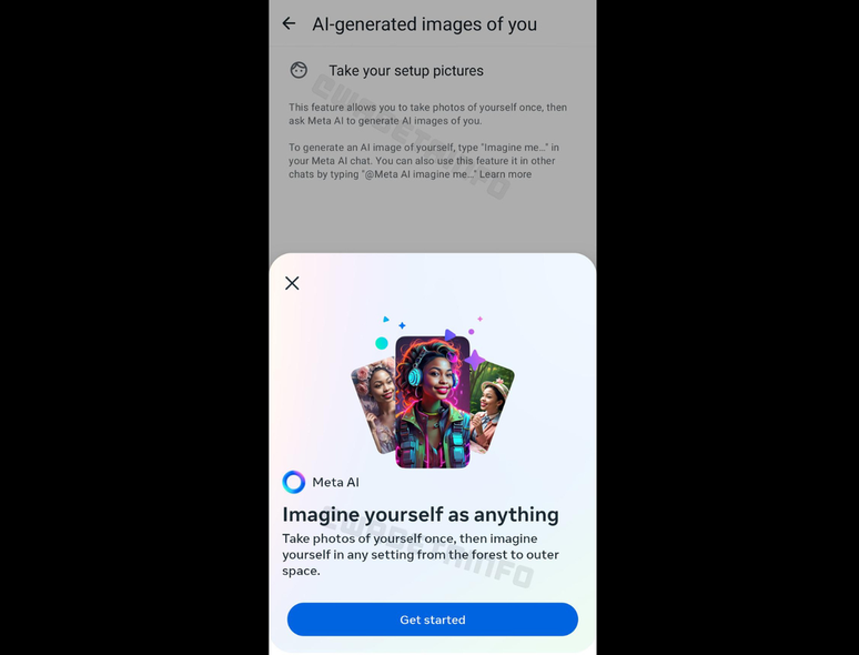 Você poderá gerar imagens de si em locais diferentes quando quiser (Imagem: Reprodução/WABetaInfo)