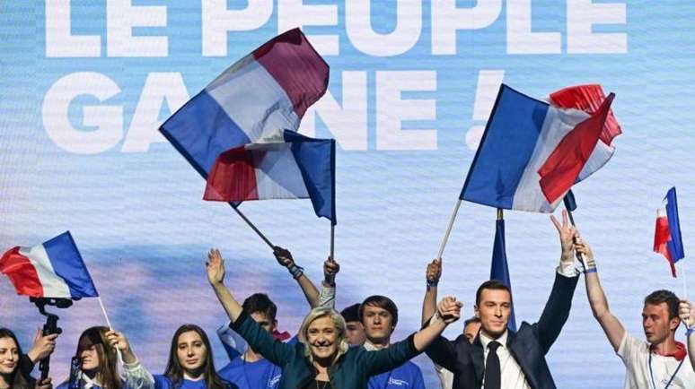 Marine Le Pen e Jordan Bardella: direita radical conseguiu votação expressiva no primeiro turno com agenda focada no controle de imigração