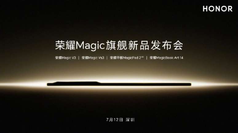 Anúncio do Honor Magic V3, com lançamento marcado para 12 de julho (Imagem: Honor/Divulgação