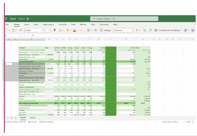 Excel abandonou os tons de verde no menu superior e adotou um visual com menos distrações; compare as diferenças (Imagem: Reprodução/Microsoft)