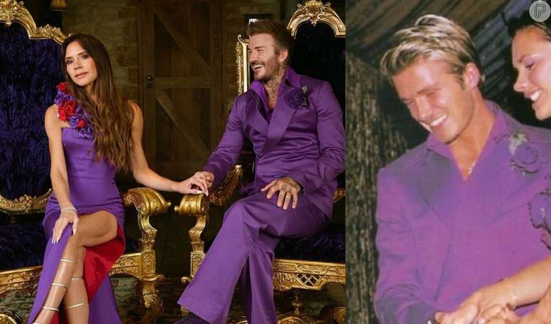 David e Victoria Beckham recriaram looks icônicos usados em casamento há 25 anos.