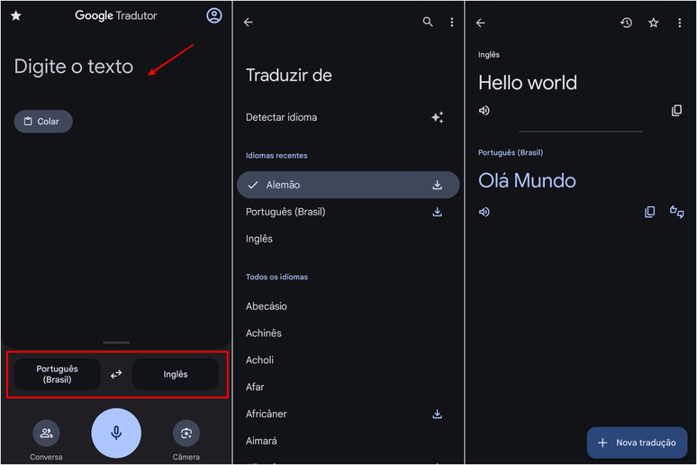 Use o Google Tradutor para traduzir textos em centenas de idiomas (Imagem: Captura de tela/Guilherme Haas/Canaltech)