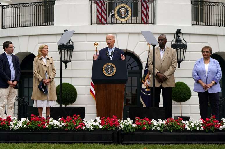 Biden faz breve pronunciamento na Casa Branca 04/07/2024 