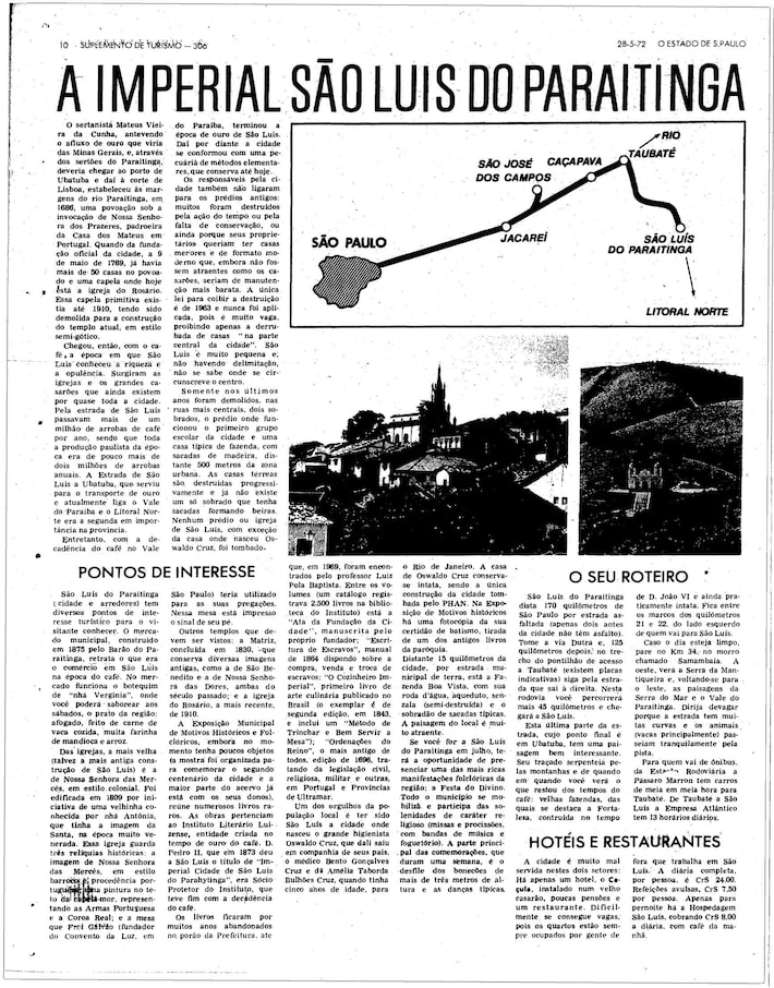 Reportagem escrita por Judas Tadeu de Campos, para o Estadão, em maio de 1972.