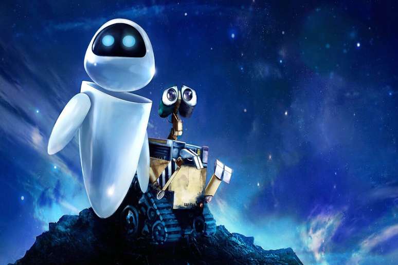 Em “WALL-E”, acompanhamos a jornada de dois robôs que buscam reconstruir a Terra 