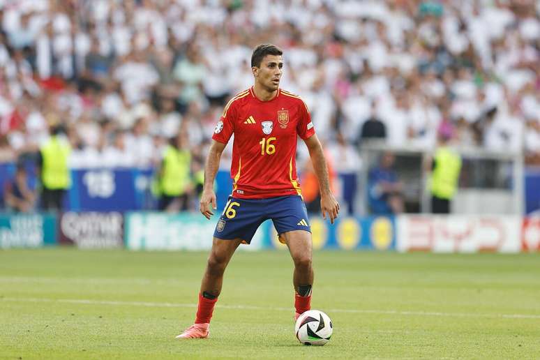 Rodri (Espanha) durante jogo contra a Alemanha, no dia 04.07.2024