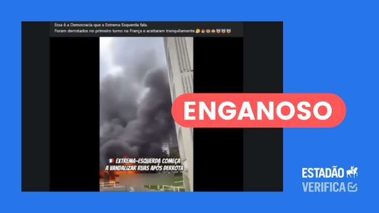 Vídeo de incêndio na França não tem relação com protestos da esquerda após eleições