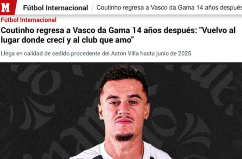 Coutinho oficialmente está de volta ao Vasco –