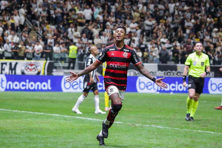 Bruno Henrique (Flamengo) comemorando seu gol contra o Atlético-MG, no dia 03.07.2024 