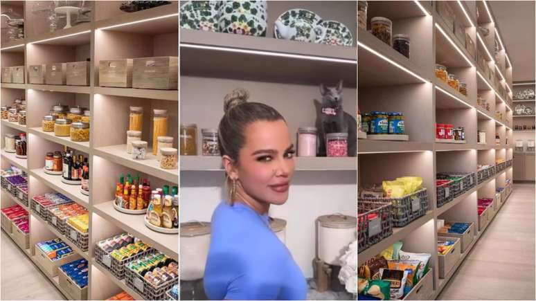 Khloé Kardashian viraliza ao mostrar despensa organizada e luxuosa