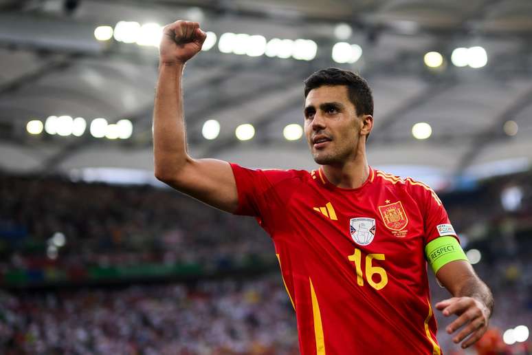 Rodri (Espanha) durante jogo contra a Alemanha, no dia 05.07.2024 