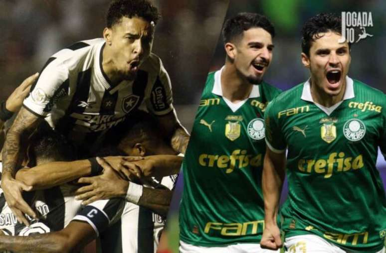 Jogadores de Botafogo e Palmeiras comemoram gols em 2024 –