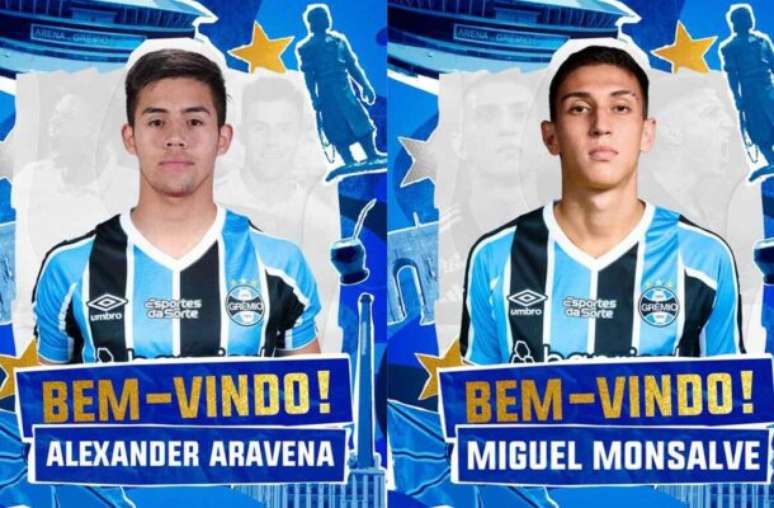 O chileno Aravena e o Colombiano Monsalve reforçam o Grêmio