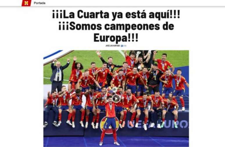 Site do Marca exalta o tetracampeonato da Eurocopa por parte da Espanha &ndash;
