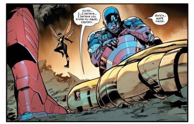 Capitán América recordando que el oro es un metal blando (Imagen: Reproducción/Marvel Comics)