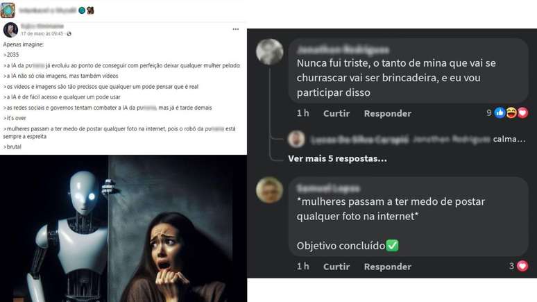 Post em comunidade ironiza medo provocado em mulheres por ferramentas de deepfake