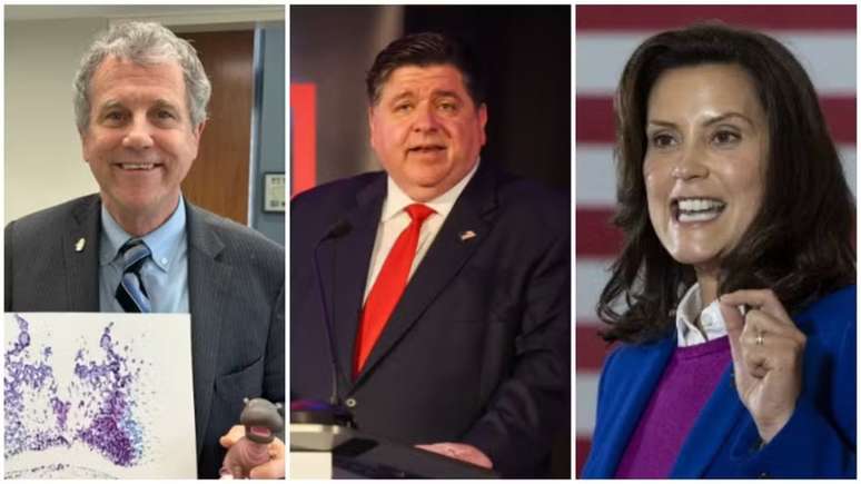 O senador Sherrod Brown, o governador J. B. Pritzker e a governadora Gretchen Whitmer são tidos como possíveis nomes para disputar com vice