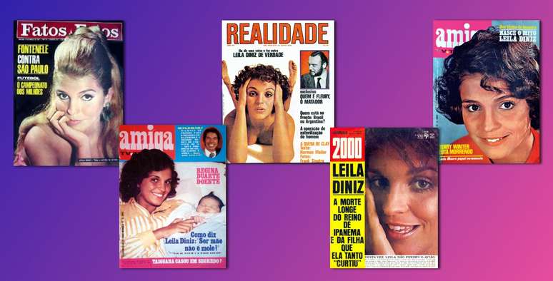 Algumas capas com Leila Diniz: a atriz não aceitava nenhum tipo de censura e chocava a sociedade com seu estilo de vida livre