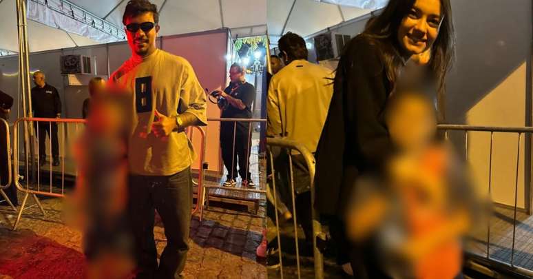 Xamã e Sophie Charlotte apareceram em foto de fã em frente ao camarim do cantor em show no RJ