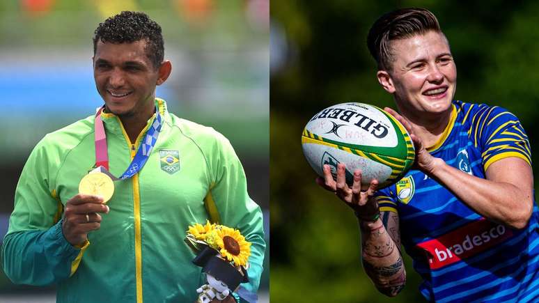 Porta-bandeiras do Brasil (Fotos: Philip Fong/AFP via Getty Images e Buda Mendes/Getty Images)