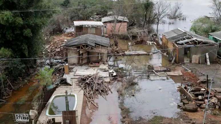 Local alagado no município de Eldorado do Sul (RS)