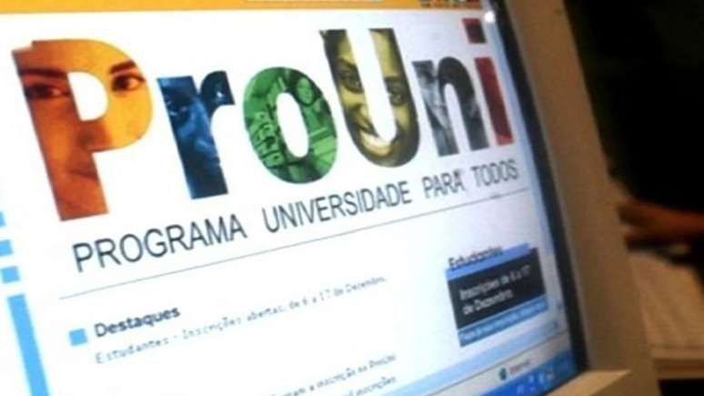 Imagem mostra tela de computador no site do ProUni. 