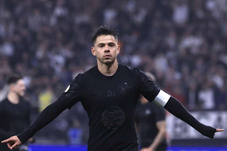  Ángel Romero (Corinthians) comemorando seu gol contra o Criciúma, no dia 16.07.2024 